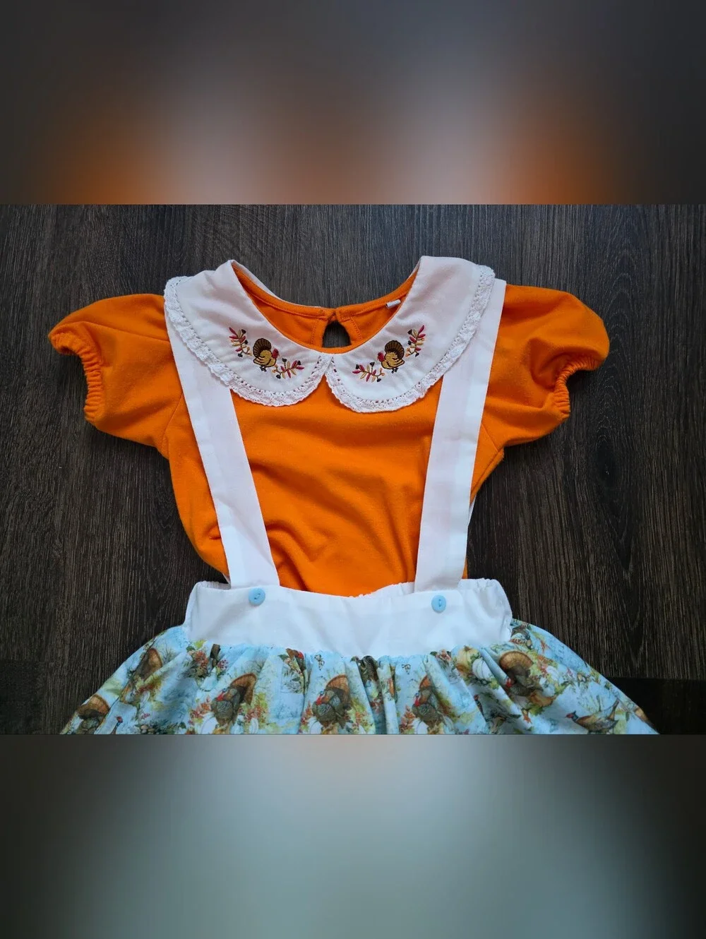 Fall Thanksgiving turkey pumpkin skirtall 2-pc outfit